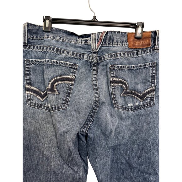Big Star Pioneer Regular Bootcut Jeans 38R Mens Blue Denim 100% Cotton Distresse - Picture 7 of 9
